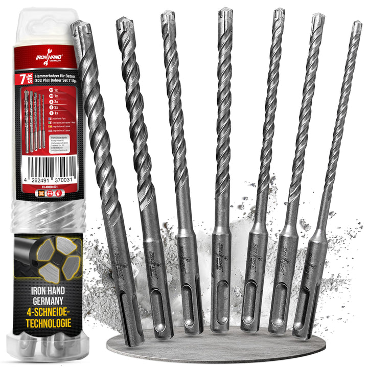 Iron Hand Germany - SDS Plus Bohrer 7er Set - 5mm, 6mm, 6mm, 8mm, 8mm, 10mm, 12mm - Betonbohrer, Ham