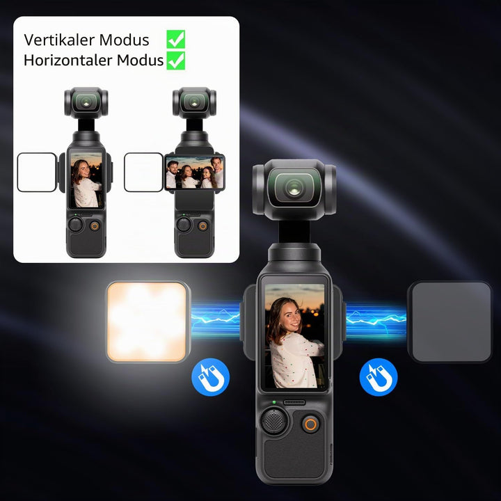 Pocket 3 Magnetisches Mini Video Licht, Farbtemperatur in 3 Stufen, Helligkeit in 2 Stufen, 300mAh A