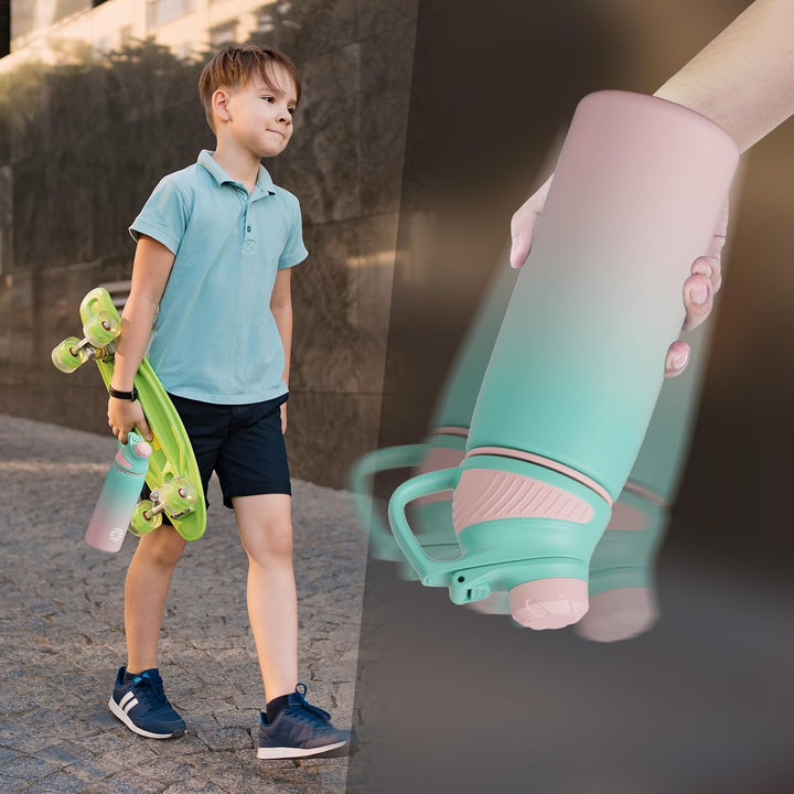 Fjbottle Edelstahl Trinkflasche Sport mit Magnetischem Deckel 1L, 800ml, 600ml, 400ml BPA-Frei Ausla