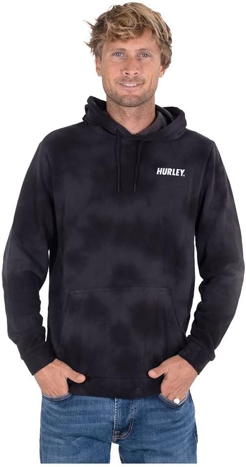 Hurley Herren M Fastlane Tie Dye Summer Pullov Sweatshirt XL Schwarz, XL Schwarz