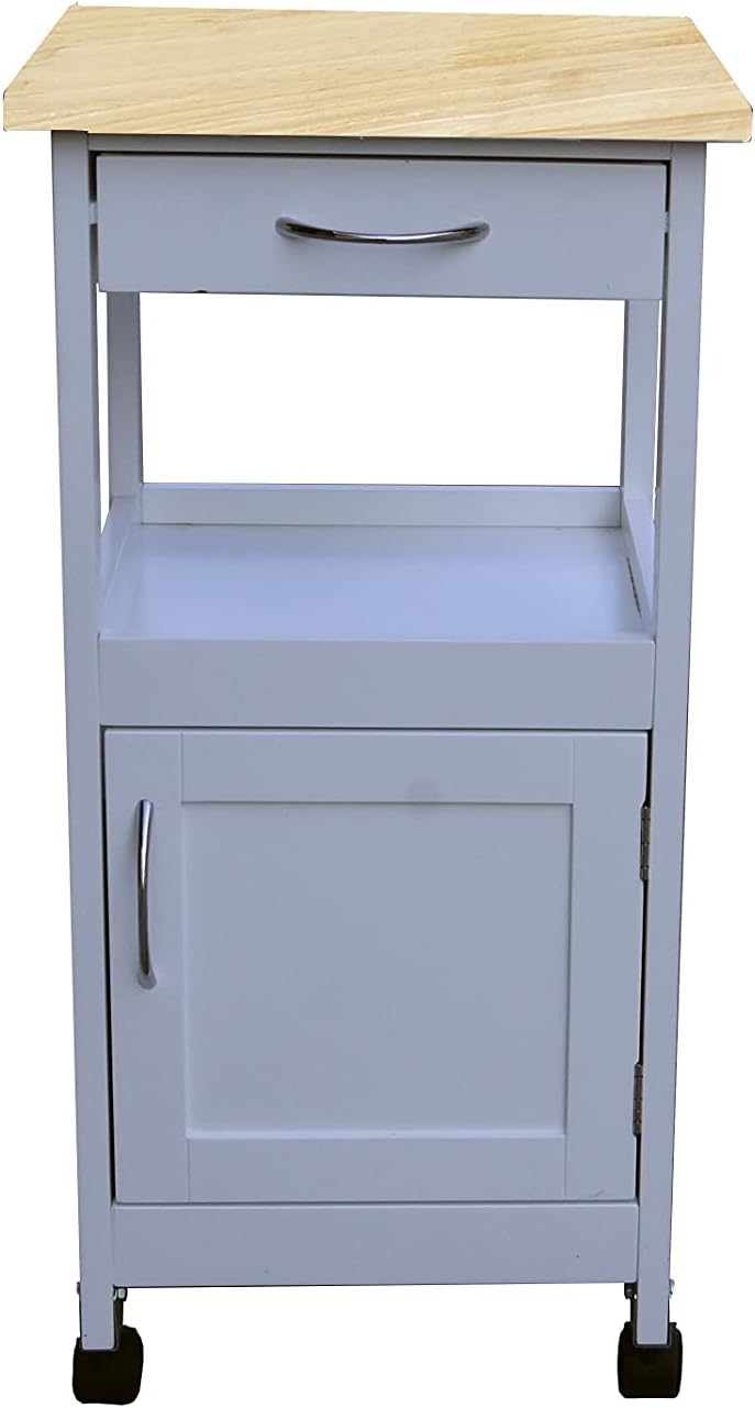 Kit Closet Küchenwagen mit 1 Tür und 1 Schublade, Holz/Weiss, 37 x 37 x 76 Einfaches Holz, Einfaches