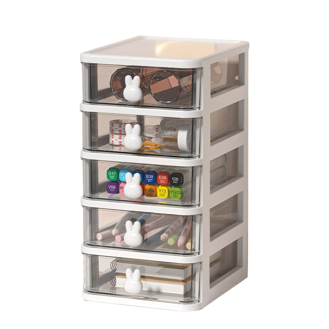 Fdit Kunststoff-Schubladenaufbewahrung, Mehrstufige Schreibtisch-Aufbewahrungsbox, Hasengriff, Kunst