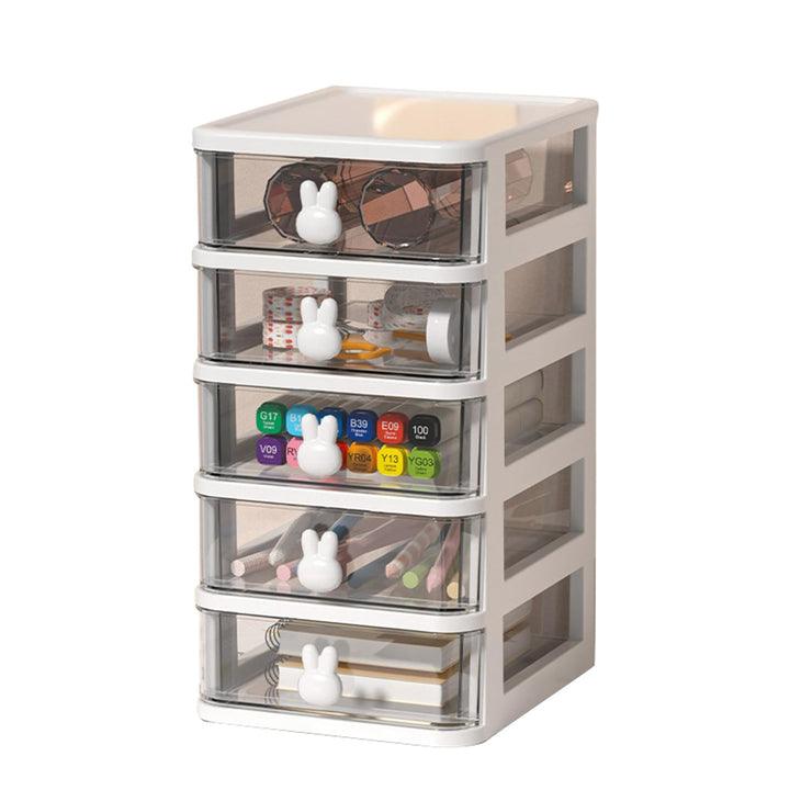 Fdit Kunststoff-Schubladenaufbewahrung, Mehrstufige Schreibtisch-Aufbewahrungsbox, Hasengriff, Kunst