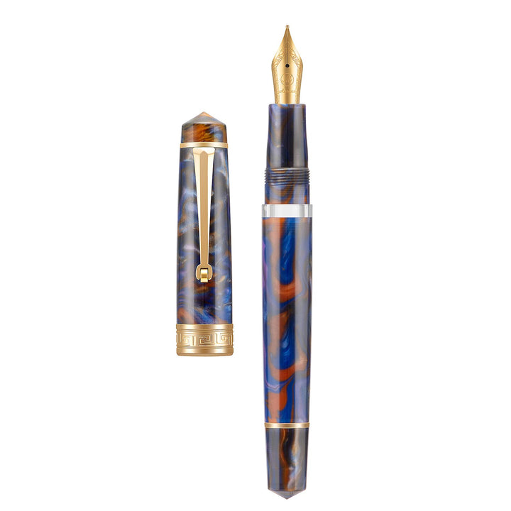 Asvine P20 Kolben Füllhalter Lila Harz, Iridium Mittlere Spitze Gold Trim Business Signature, Smooth