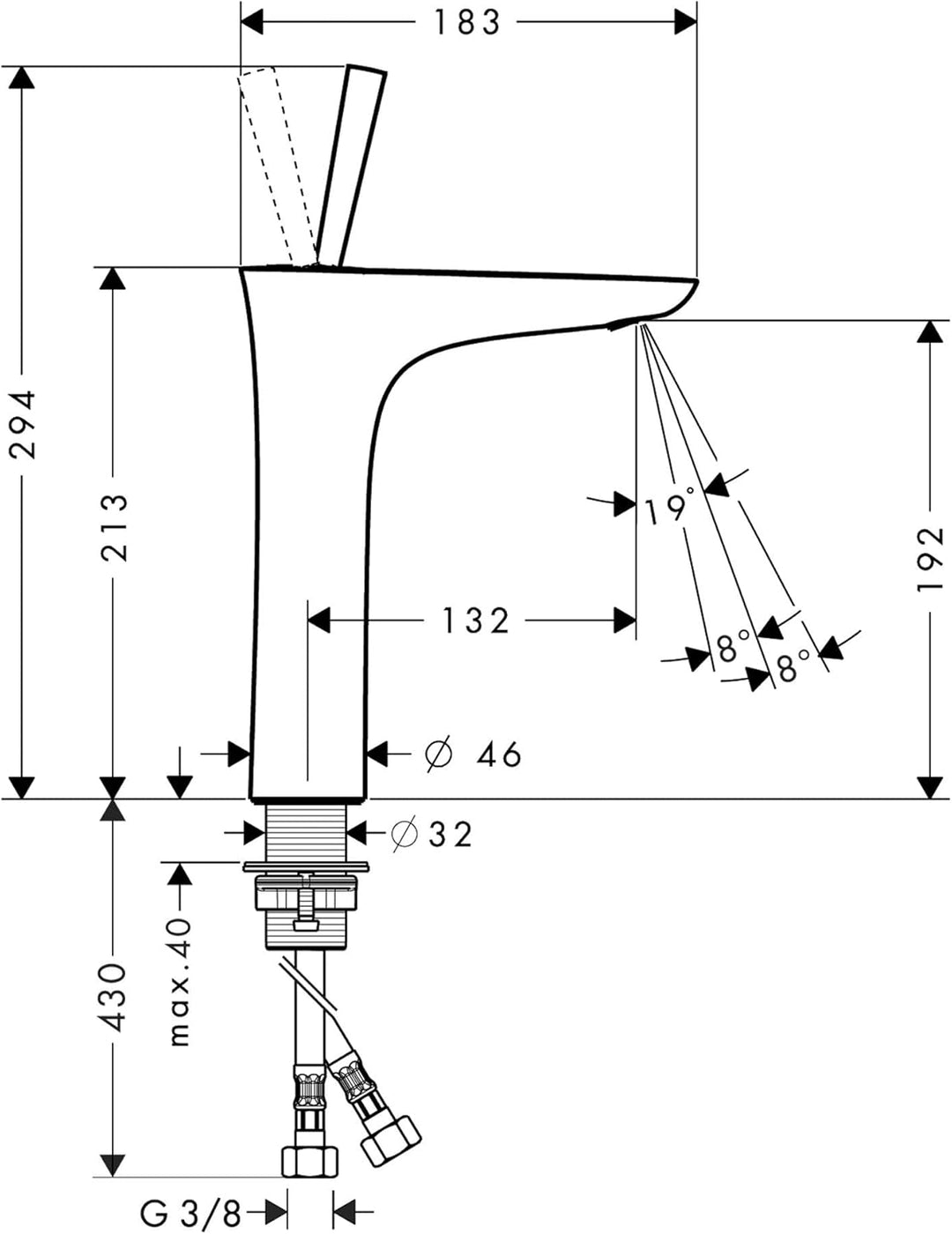 hansgrohe Wasserhahn PuraVida (Armatur mit Auslauf Höhe 200 mm und Push-Open Ablaufgarnitur) Chrom m