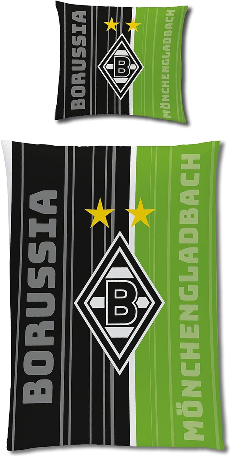 BERONAGE Borussia Mönchengladbach Wende-Bettwäsche Fohlen-Elf 135x200+80x80 Linon VFL RV