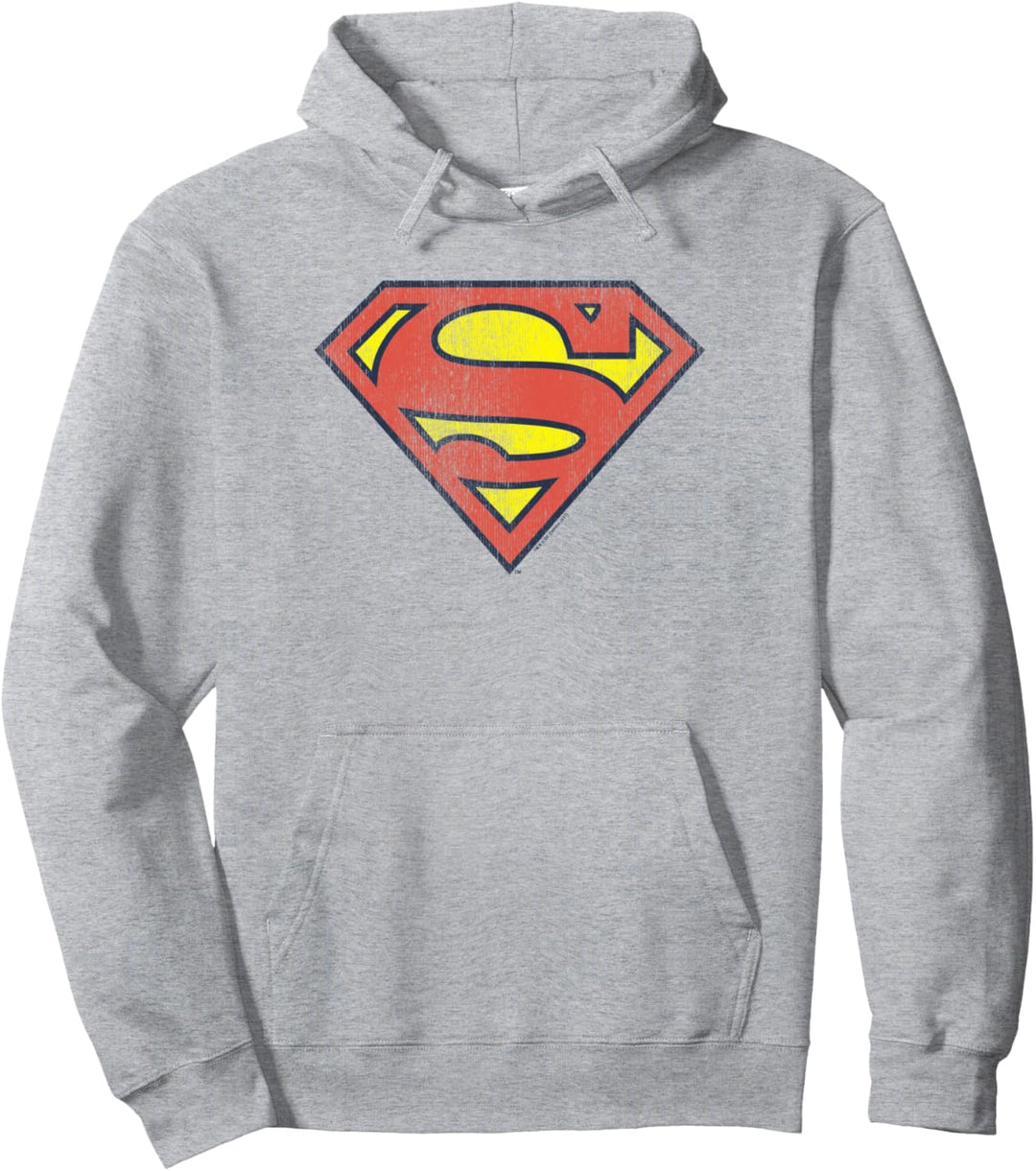 Superman Retro Supes Logo Distressed Pullover Hoodie