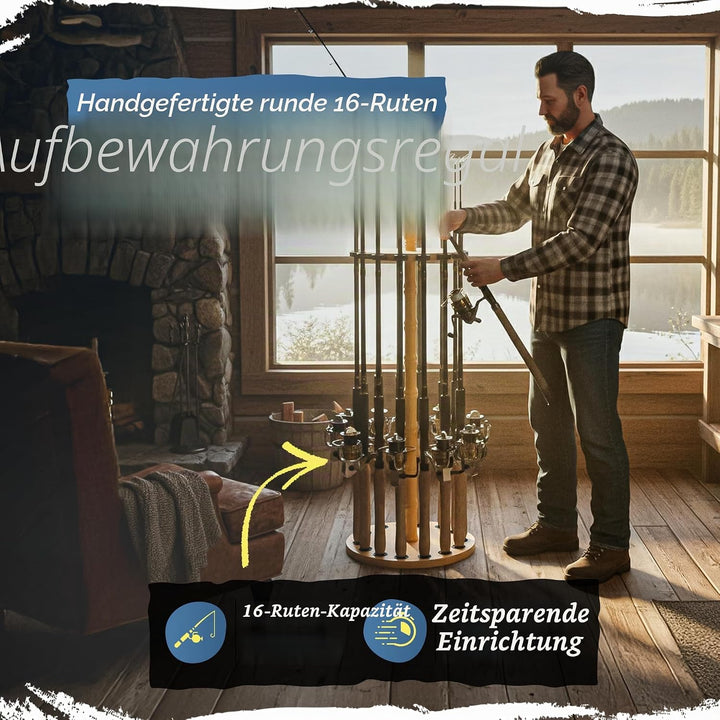 Rush Creek Creations Angelruten-Aufbewahrungsregal, rund, 16 Stück Traditionelles, rundes Bodenregal
