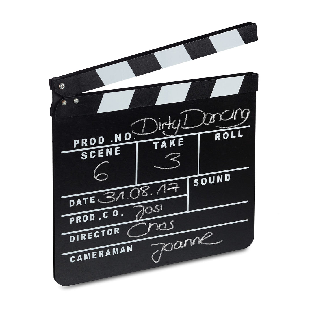 Relaxdays Filmklappe Holz, Regieklappe, Synchronklappe, Clapperboard, beschriftbar, Deko, H x B: 26