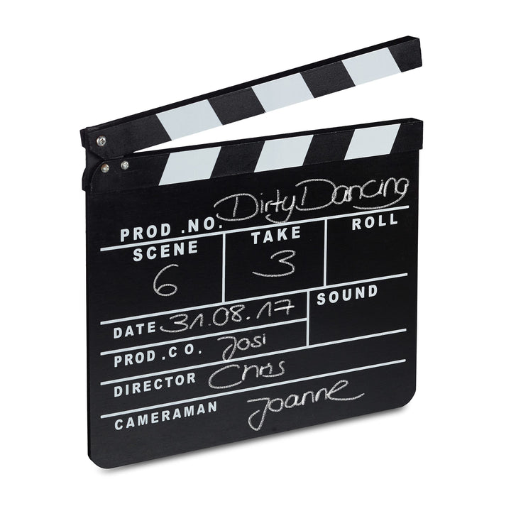 Relaxdays Filmklappe Holz, Regieklappe, Synchronklappe, Clapperboard, beschriftbar, Deko, H x B: 26