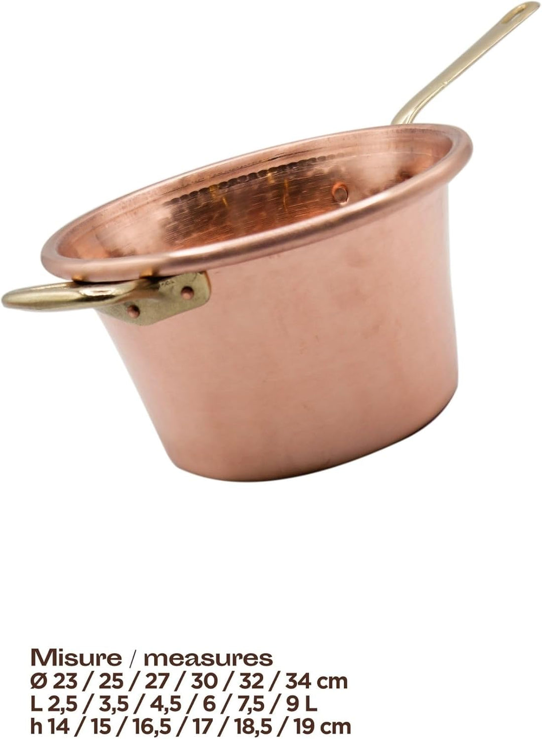 CREARTISTIC 100% Made in Italy- Kupferkessel - für Polenta - Kupfertopf für Marmelade -27cm Durchmes