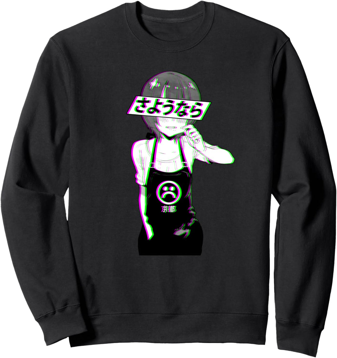 Vaporwave Sad "Auf Wiedersehen" japanische Glitch Wave Neko Sweatshirt