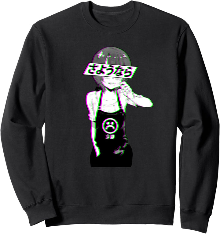 Vaporwave Sad "Auf Wiedersehen" japanische Glitch Wave Neko Sweatshirt