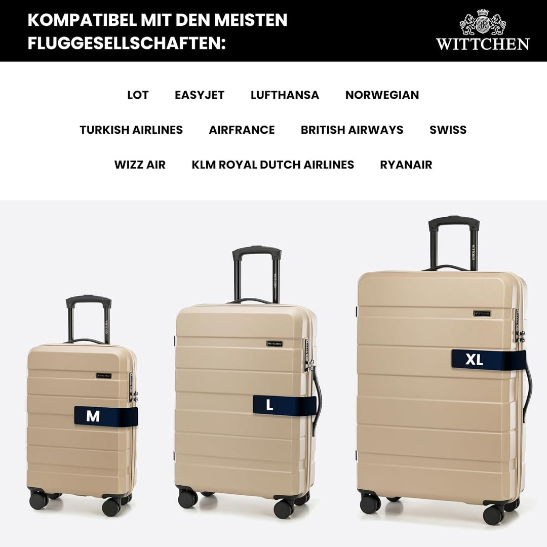 WITTCHEN COMODO Line Kofferset Reisekoffer Hartgepäck aus ABS TSA Schloss Grösse (S+M+L+Kosmetikkoff