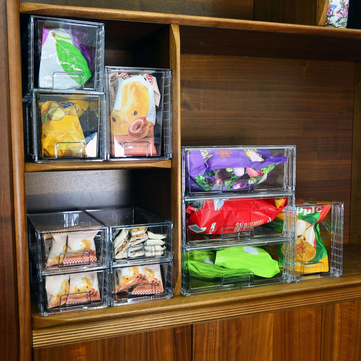 4er Set Stapelbare Aufbewahrungsschubladen, Hochfeste Klare Acryl Organizer mit Griffen Leicht Monti