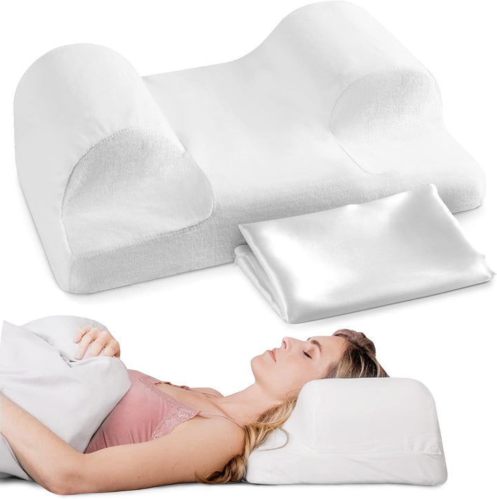 YourFacePillow mit Satinbezug - Nackenkissen - Anti-Falten Anti-Aging Memory Foam Kissen - Nackenstü