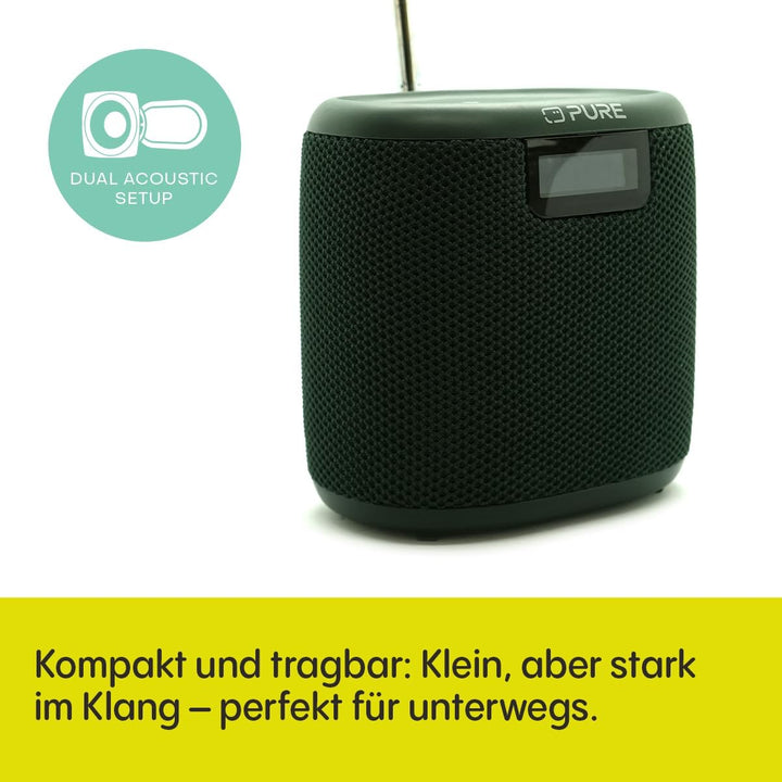 Pure Woodland Mini – Mini Bluetooth Lautsprecher für draussen, wasserdichte Musikbox mit DAB+ & FM R
