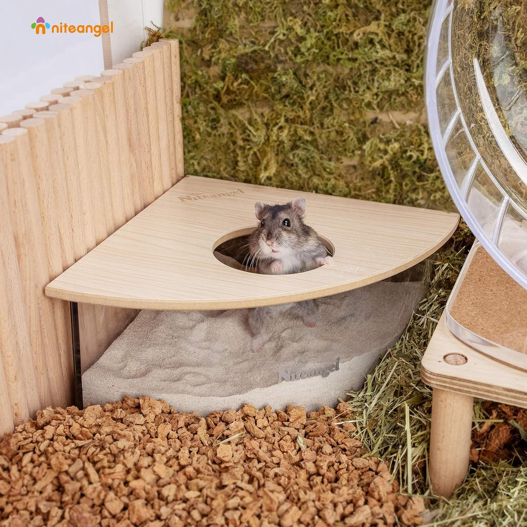 Niteangel Sandkasten für Kleintiere: Acryl-Kreiter, Sandbad und Duschkabine, Sandbehälter für Hamste