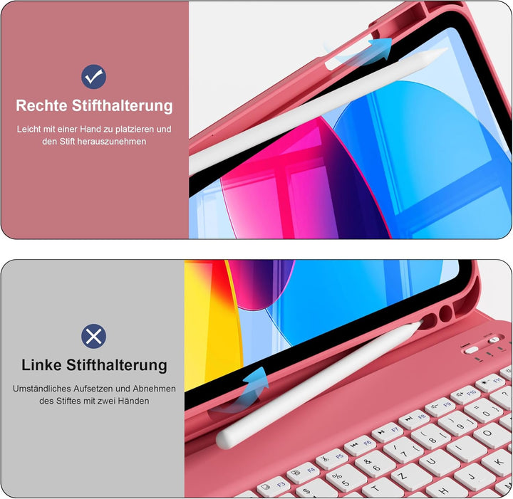 Hülle mit Tastatur für iPad A16 11/10 Generation (2025/2022, 11/10.9 Zoll) - QWERTZ Deutsches Layout