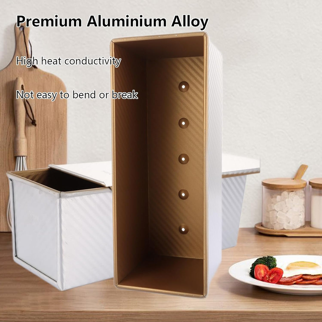 MUXHEL 1000g Brotbackformen mit Deckel, Aluminium Toastbrot Backform, Antihaft Brotbackform Kastenfo