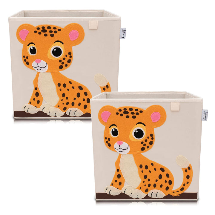LIFENEY Aufbewahrungsbox im 2er Set Tiger I Doppelpack Spielzeugbox mit Tiermotiv passend für Würfel