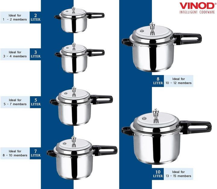 Vinod Pressure Cooker 7 ltr Edelstahl Schnellkochtopf mit Glasdeckel, induktionsgeeignet hochwertige