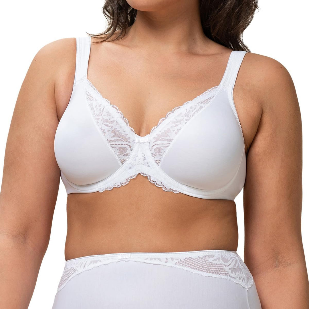 Triumph - Modern Lace + Cotton W - Damen - Bügel-BH - breite Träger - Fester Halt 75B Weiss, 75B Wei
