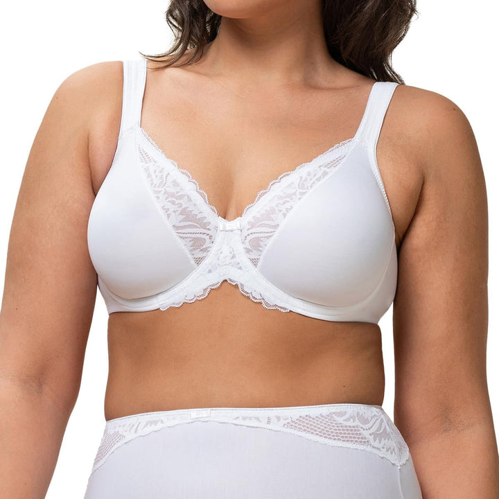 Triumph - Modern Lace + Cotton W - Damen - Bügel-BH - breite Träger - Fester Halt 75B Weiss, 75B Wei