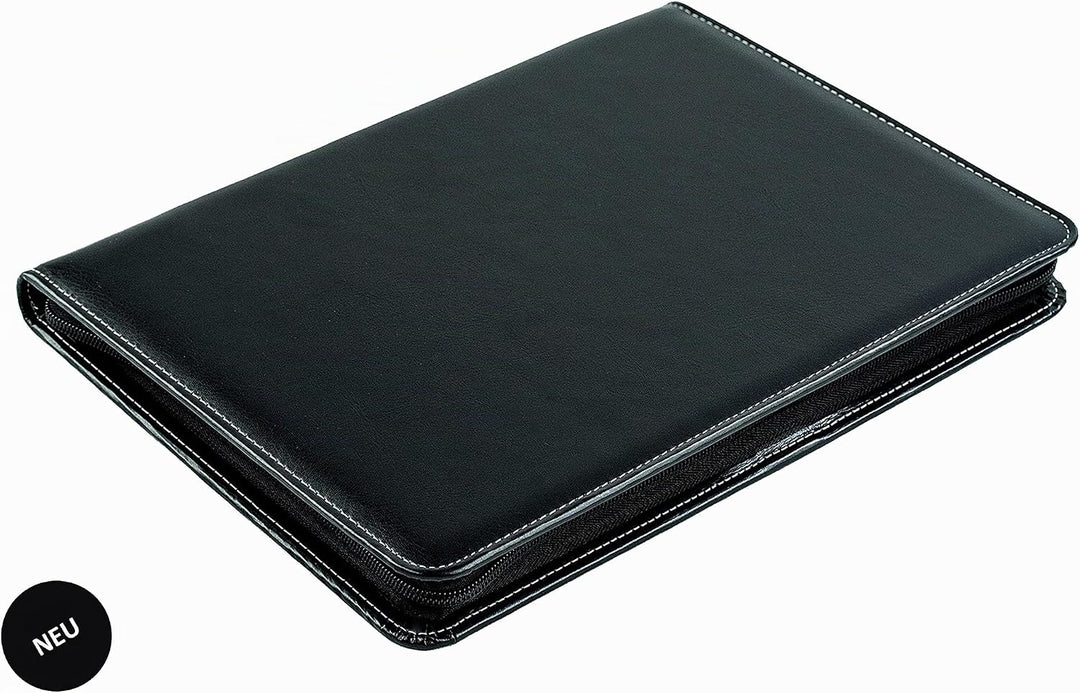 DELMON VARONE - Tablet Schreibmappe mit Reissverschluss inkl. Notizblock DIN A4 aus veganem Eco Kuns