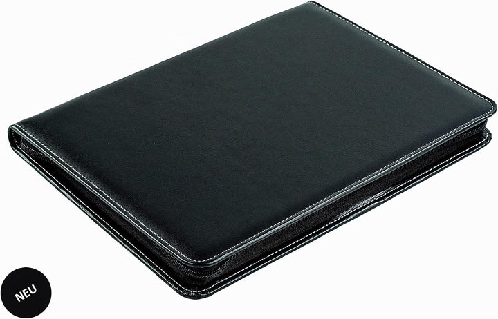 DELMON VARONE - Tablet Schreibmappe mit Reissverschluss inkl. Notizblock DIN A4 aus veganem Eco Kuns