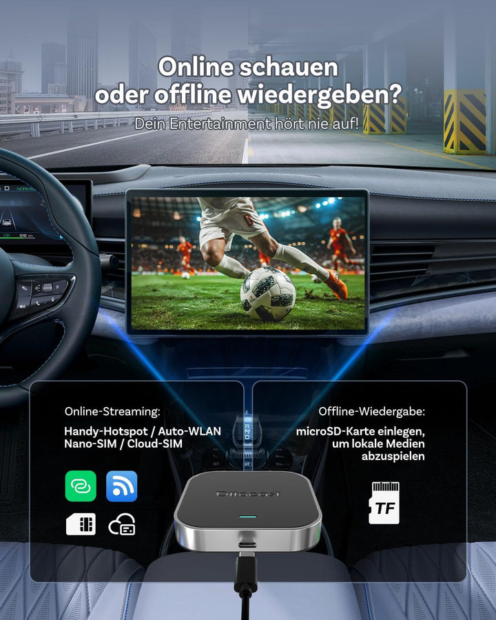 OTTOCAST E2 AI Box, 2026 Upgrade 3-in-1 Wireless CarPlay & Android Auto Adapter, Android 13 Car Mult