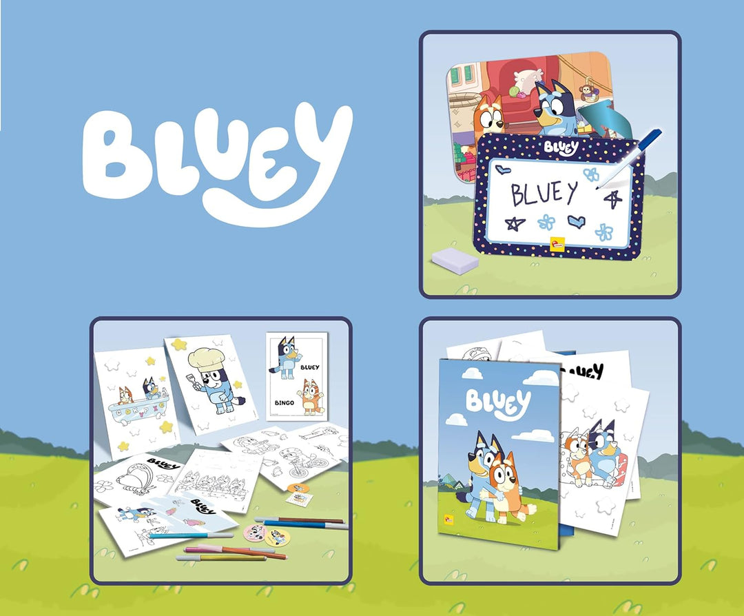 Lisciani - BLUEY - KREATIVSCHREIBTISCH - Kreativset für Kinder ab 3 Jahren - Malbuch Bluey, Sticker,