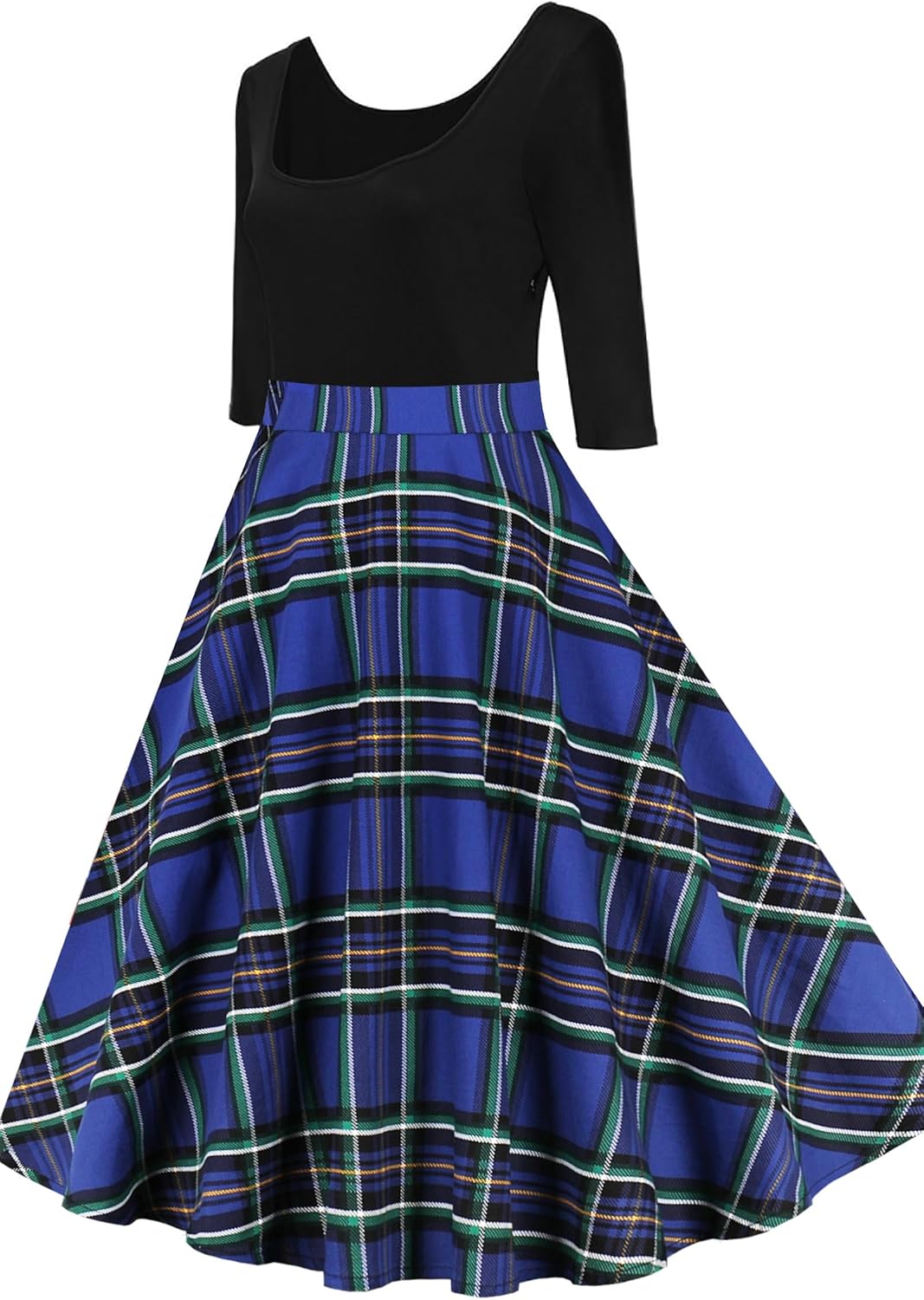 AXOE Damen A-Linie Kleid 60er Jahre Rockabilly 3/4 Ärmel F7b M, F7b M
