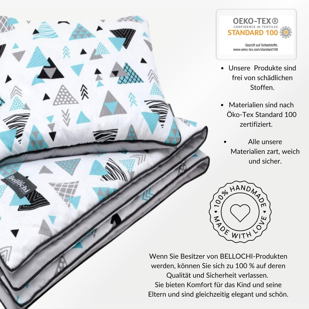 Bellochi Multifunktional Baby Decke Set - Doppelseitig Baby Bettwäsche 75x100 cm und Kissen 30x40cm