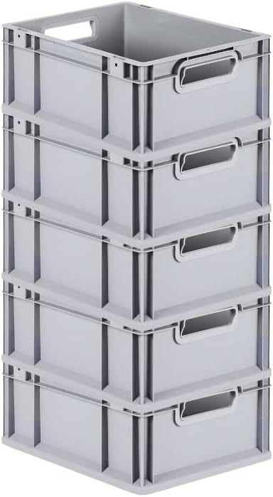PROREGAL SuperSparSet 5x Eurobox NextGen Grip | HxBxT 17x30x40cm | 16 Liter | Griffe offen | Glatter