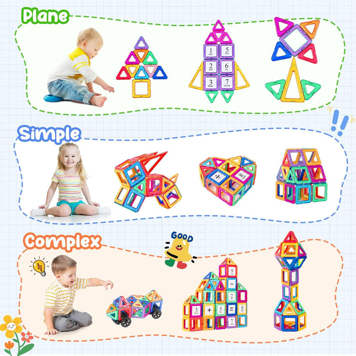 aaczly Magnetische Bausteine 82 Teile Magnetbausteine Magnet Spielzeug Kinder 3D Magnet Bausteine fü
