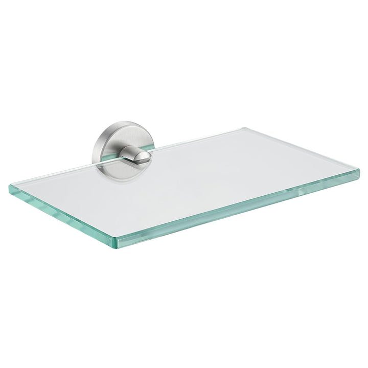 JQK Badezimmer-Glasregal, gehärtetes Glas, Duschaufbewahrung, 20,3 x 12,7 cm, 304 Edelstahl, gebürst