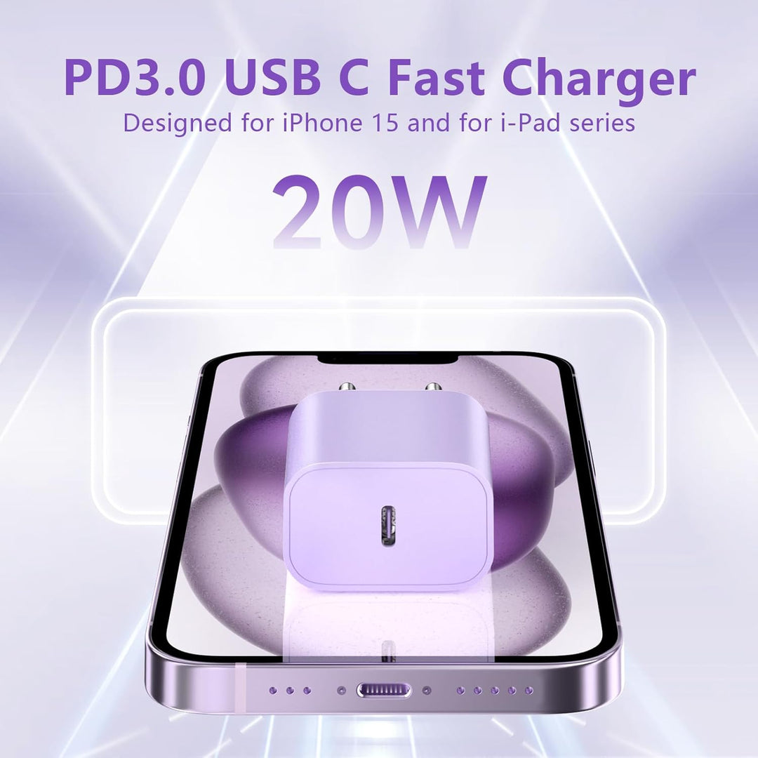 USB C Ladegerät Ladekabel für iPhone 16 15, 20W USB C Schnellladegerät und Schnellladekabel, 2Pack L
