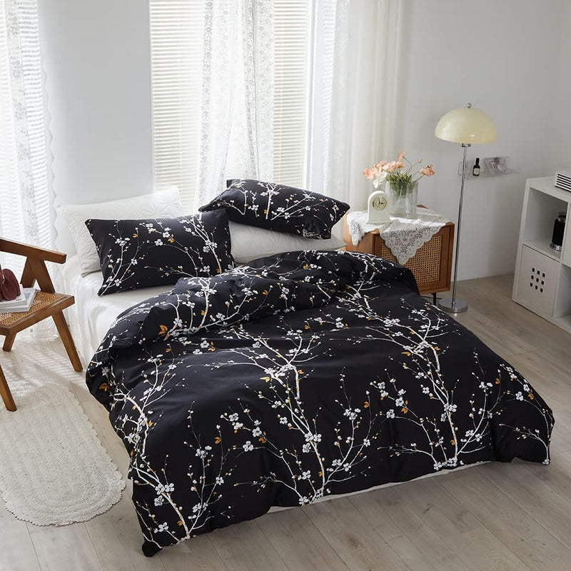 OLDBIAO Bettwäsche 135x200 cm 2 teilig Set, Schwarz Mikrofaser Bettbezug 135x200cm Kissenbezug 80x80