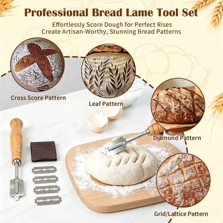 Brot Gärkorb Set SILIKON Sauerteig Gärkörbchen Brot Backen Starter Set Brot Zubehör Kit Brotbackkorb
