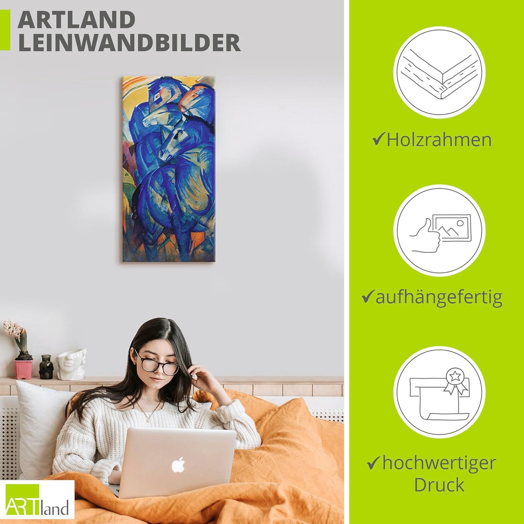 ARTland Leinwandbild Wandbild Bild auf Leinwand 30x60 cm Wanddeko Abstrakte Kunst Tiere Turm der bla