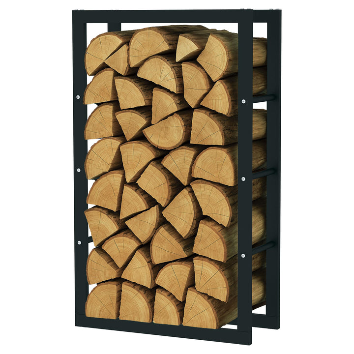 SCHMIDT security tools Kaminholzregal 60x25x100cm Stahl Schwarz Brennholzregal Holzstapelhilfe Holzu