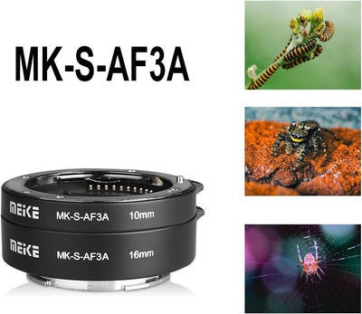 Meike MK-S-AF3A Metall-Autofokus-Makro-Verlängerungsrohr-Adapterring (10 mm + 16 mm) für Sony Mirror