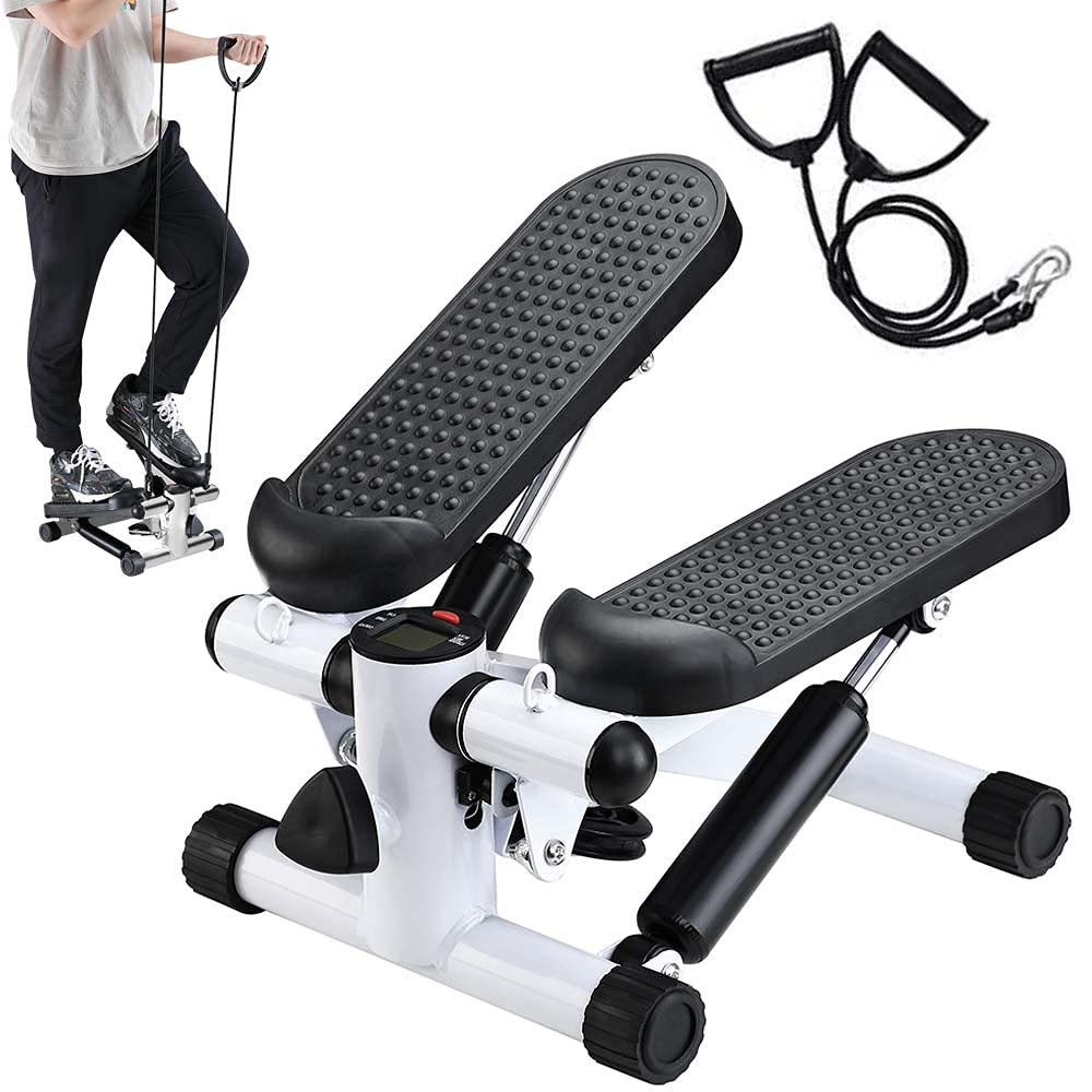 BAKAJI Stepper Training Fitness Cardio Beine Bauch Hüfte mit LCD-Display Kalorien Zeit und elastisch