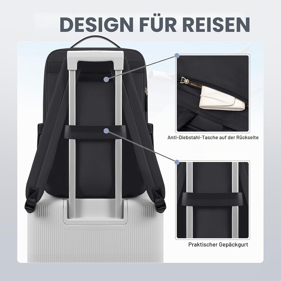 Rucksack Damen Laptop Reise Schulrucksack 15.6 Zoll mit Laptopfach, Wasserdicht Multifunktionaler Lä