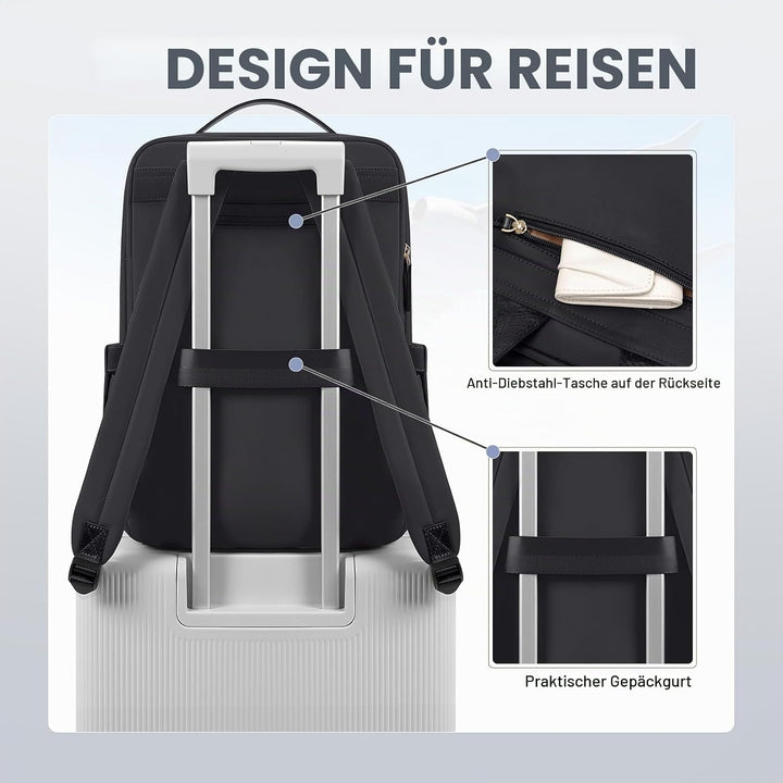 Rucksack Damen Laptop Reise Schulrucksack 15.6 Zoll mit Laptopfach, Wasserdicht Multifunktionaler Lä