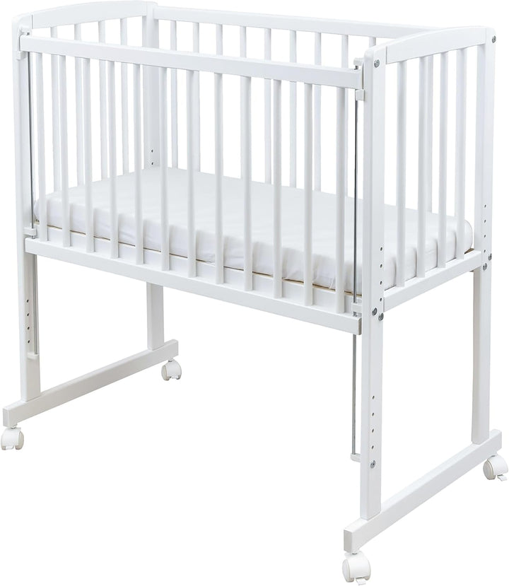 Generisch Baby Delux Beistellbett Babybett Stubenwagen weiss 90x40 mobil mit Rädern inkl. Matratze u