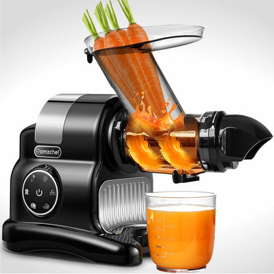 AMZCHEF 4-IN-1 - Entsafter/Gemüseschneider/Fleischwolf/Wurstmacher - Slow Juicer mit 80MM Öffnung fü