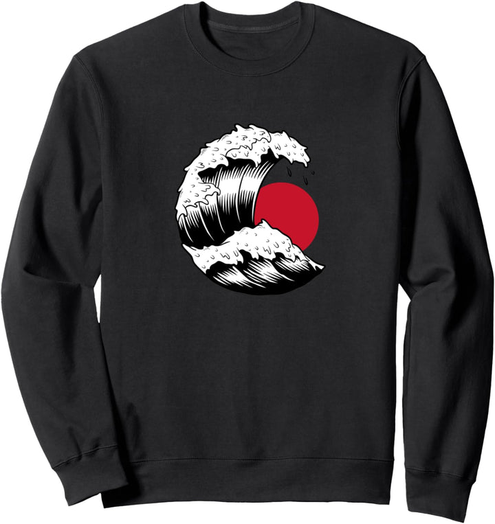 Kanagawa Japanische Kunst Die grosse Welle Vintage-Ästhetik Sweatshirt