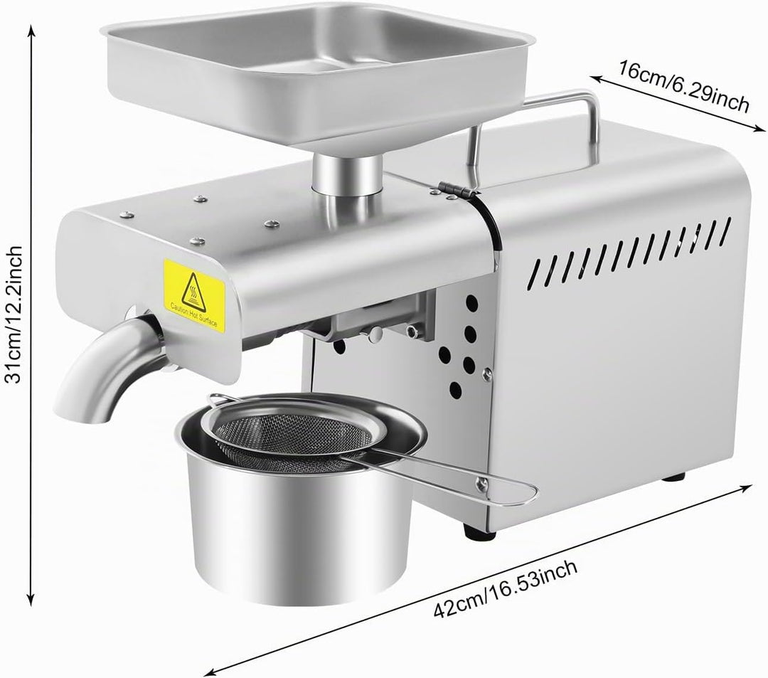 Ölpresse Elektrisch, Ölmühle 610W automatische Ölpressmaschine mit 3–6 kg pro Stunde Ölförderungsrat